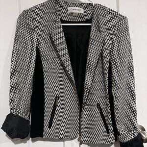 Calvin Klein Zigzag Patterned Blazer - Black and White
